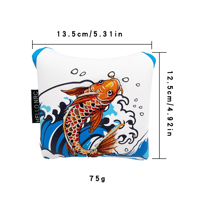 Golf Square Putter Cover Golf Club Protector Stylish Koi Style Magnetic Opening And Closing PU Leather Golf Accessories