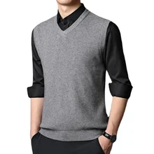 

2022 Sweater Vest Men Simple All-match V-neck Solid Sleeveless Male Tops Basic Cozy Korean Style Leisure Knitted Plus Size S-3XL
