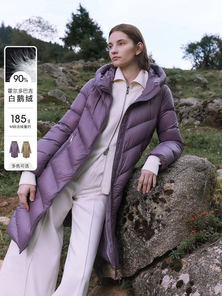 

Women's Lightweight Padded Quilted Jacket Winter Long Puffer Clothes Goose Down Fleeced Clothing Anti Cold Warmth Coats Purple