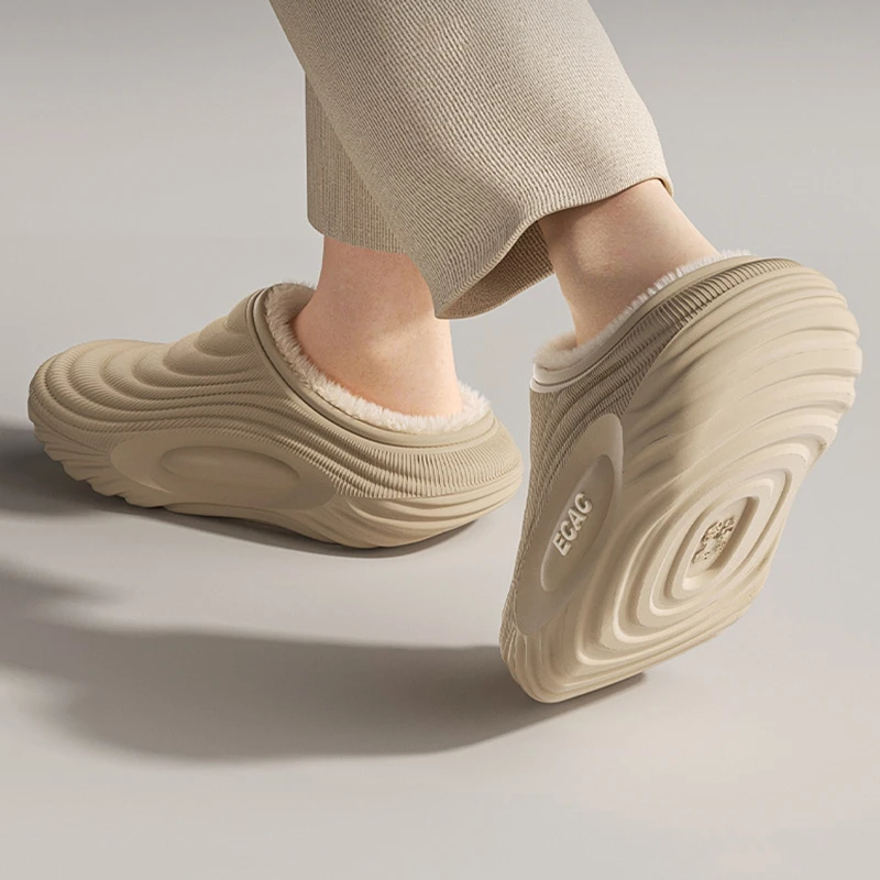 2025 Winter Waterproof Cotton Slippers Women Outdoor Non Slip Short Plush Slides Woman Indoor Soft Sole Warm Home Slippers 45