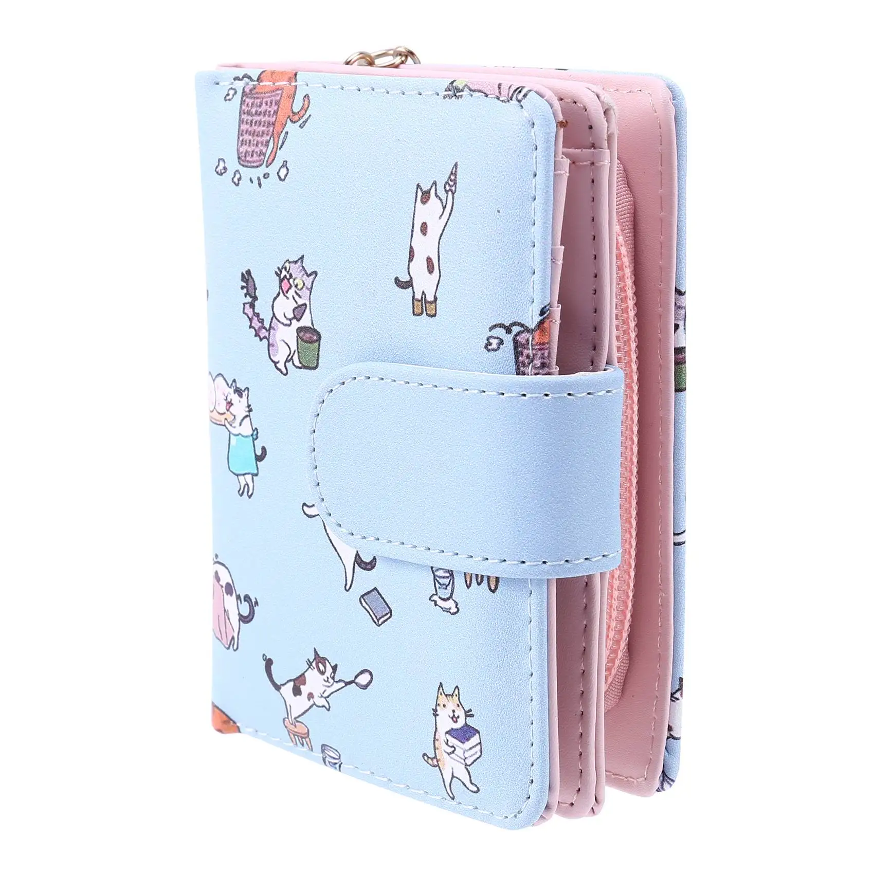 

Женский складной мини-кошелек с мультяшным принтом и карманами для монет и карт в Корейском стиле