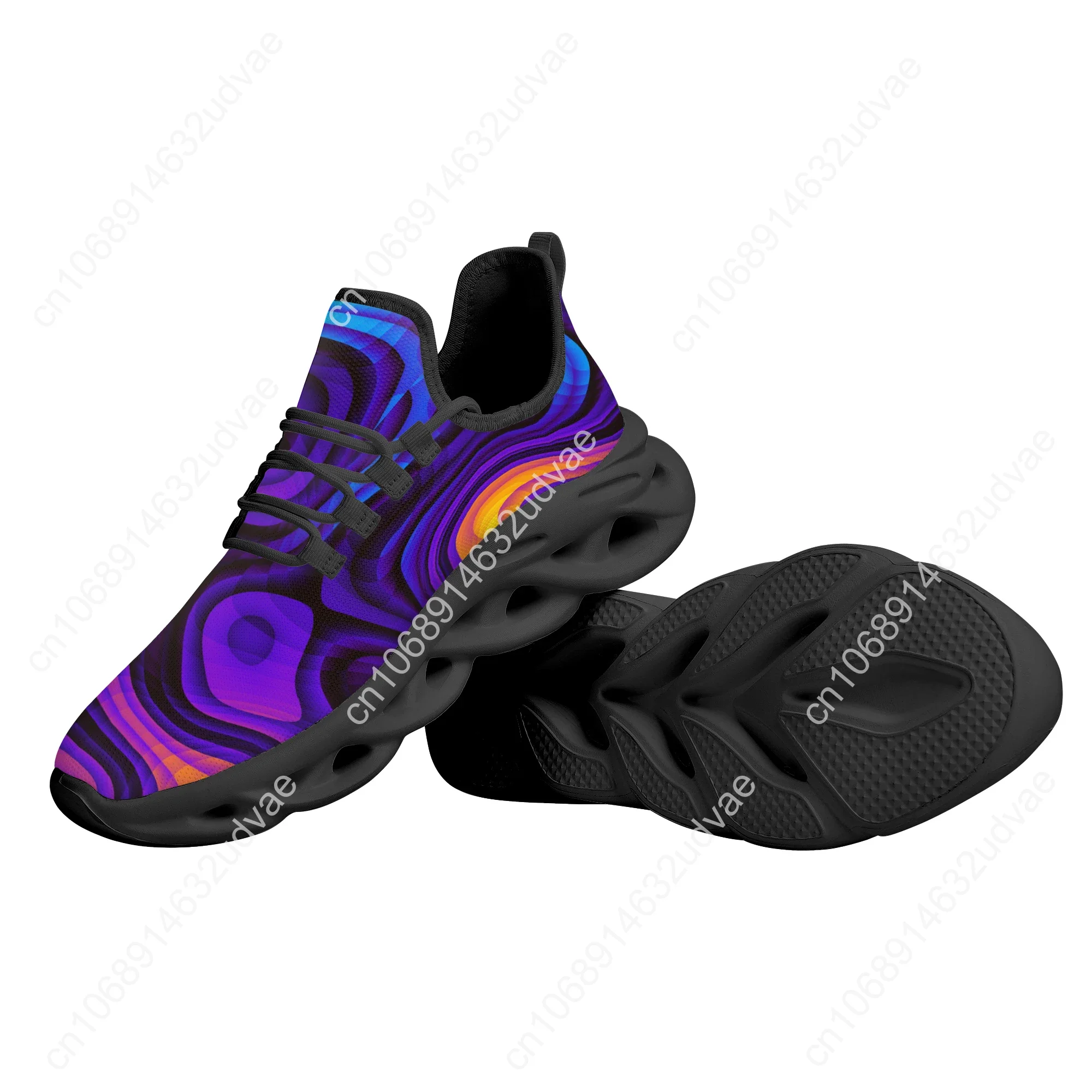 Fashion Black Psychedelic Kintted Breathable Men's Sneakers Light Lace Up Shoes Mesh Kintting Shoes Customized 6