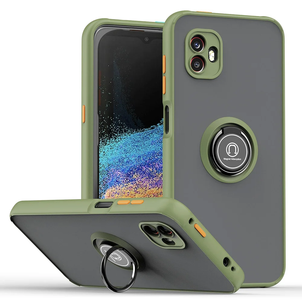 KEYSION Funda mate de moda para Samsung XCover 6 Pro Funda trasera transparente a prueba de golpes con soporte de anillo para Galaxy XCover_voghion.com