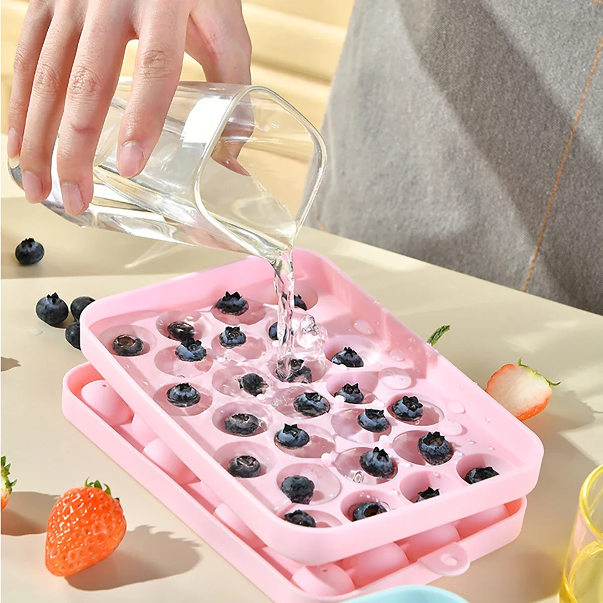 25 Grids Silicone Ice Grid Ball Ice Cube Mold with Cover Storage Box Easy to Demould Bar Home Party Kitchen Tools ice mold