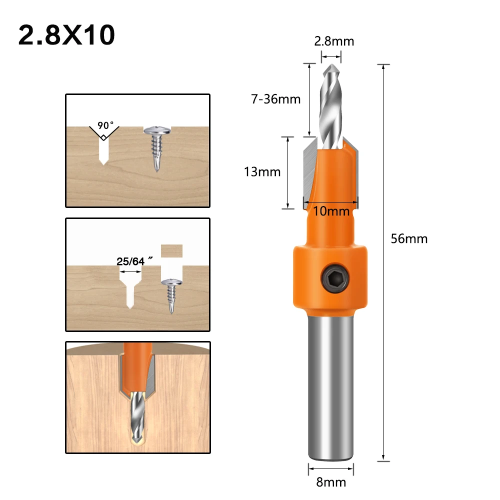 8/10 mm Durchmesser, Hochgeschwindigkeitsstahl-Senkfräser für die Holzbearbeitung, geeignet zum Zerlegen von Holzfräswerkzeugen – Detail 12