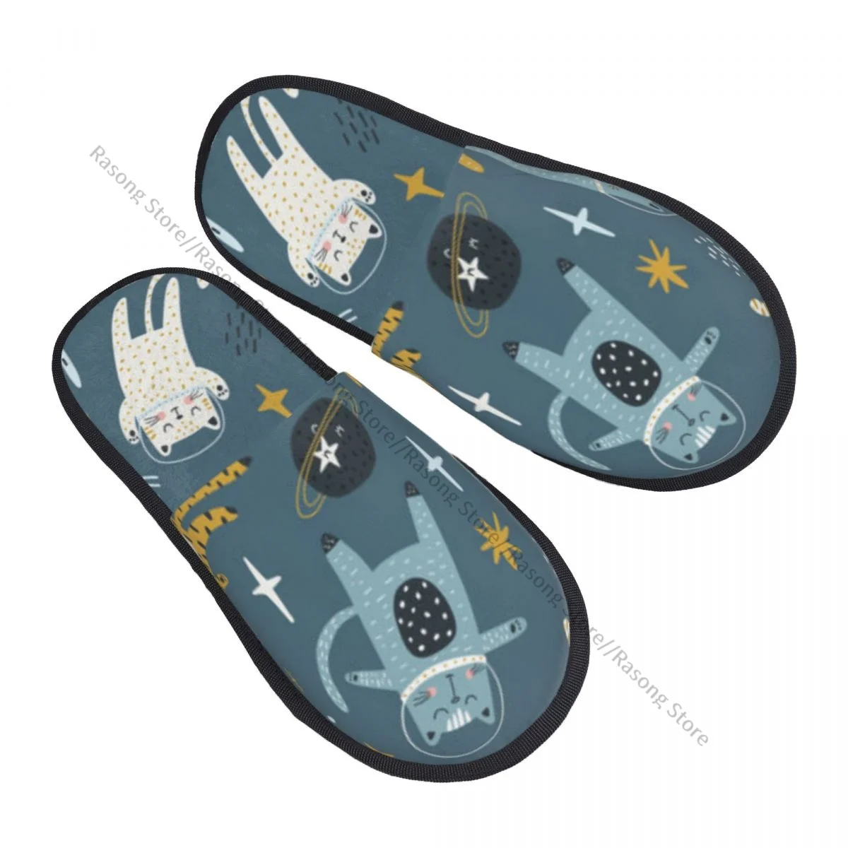 

Winter Slipper Woman Man Fluffy Warm Slippers Cat Astronauts In Space House Slippers Shoes