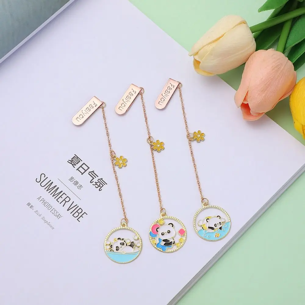 

Zinc Alloy Cartoon Panda Bookmark Cute Cartoon Bamboo Leaf Book Page Marker Book Paginator Durable Panda Book Clip Reading Tool