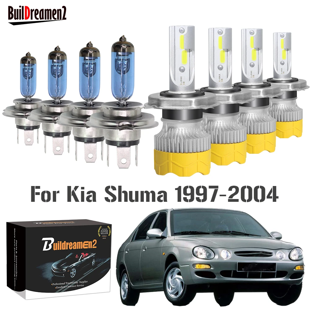 

4 X Автомобильная передняя фара, дальний и ближний свет, галогенсветодиодный светодиодная фара, лампа 12 В, Стайлинг для Kia Shuma 1997-2004