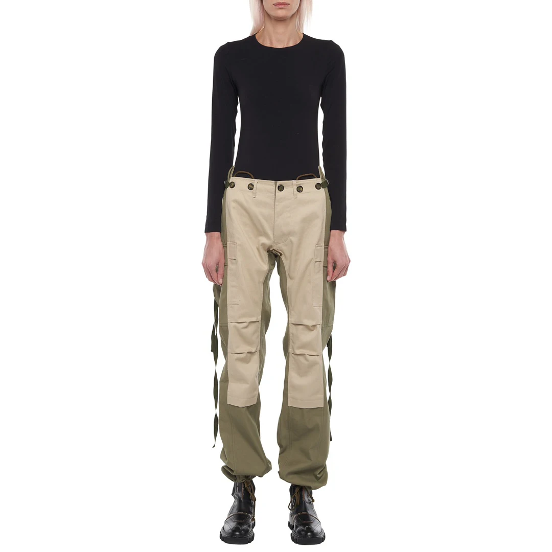 

Funky casual y2k quilted color-blocked work pants niche design leg drawstring pockets patchwork straight Women's pants 2023 new