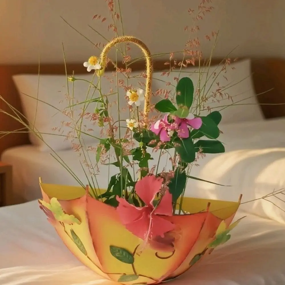 철제 우산 모양 화분 장 공간 절약형 걸이식 화분 벽걸이 다육 식물 걸이 농가풍
