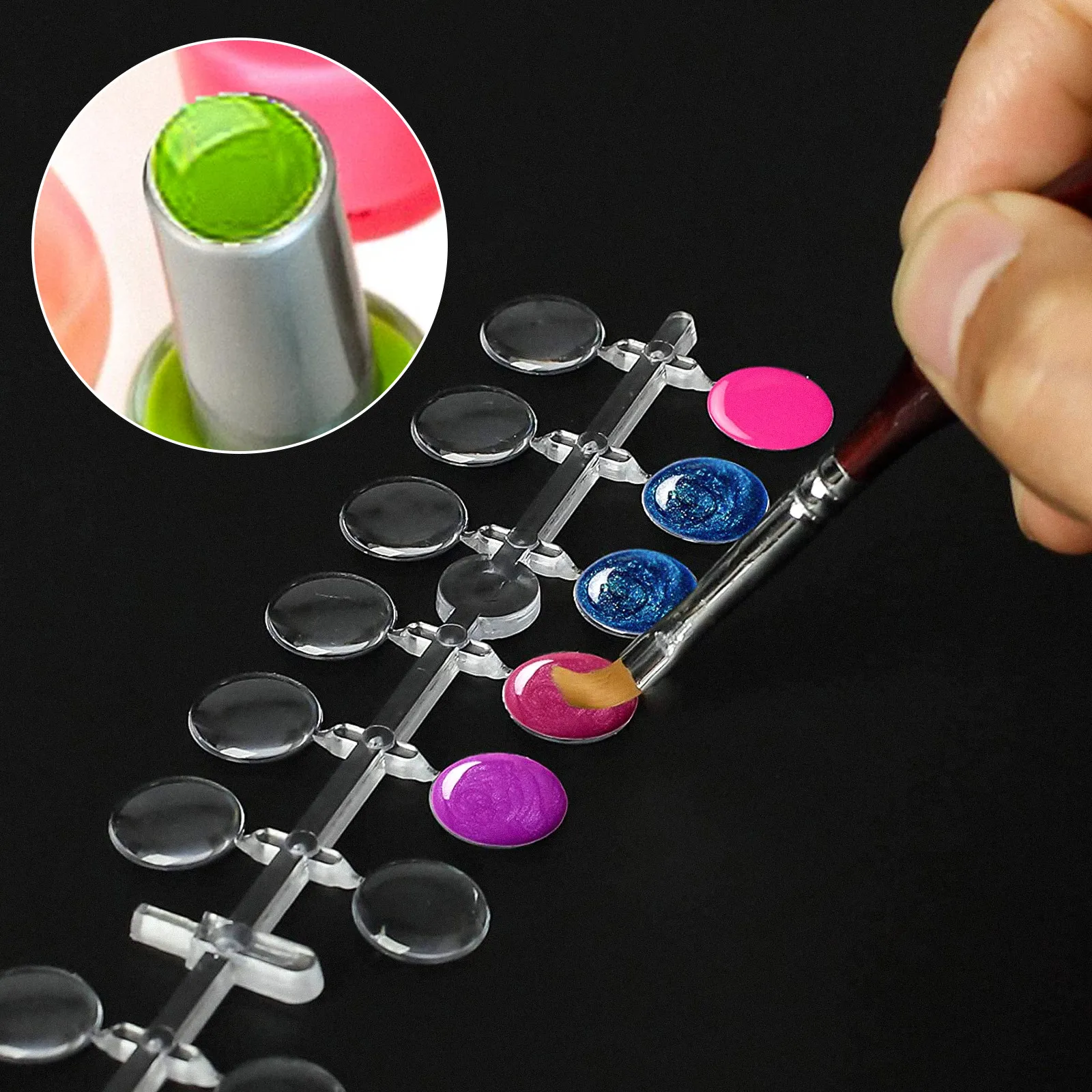 4세트 라운드 네일 컬러 플레이트 고품질 화이트 베이스 매니큐어 컬러 차트 (살롱용, DIY 홈 연습용, 네일 아트 샘플 디스플레이)