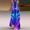 Vintage Print Maxi Dress For Women Summer Loose Sleeveless Long Dresses Elegant Lady V Neck Pocket Boho Beach Sundress Vestidos 4