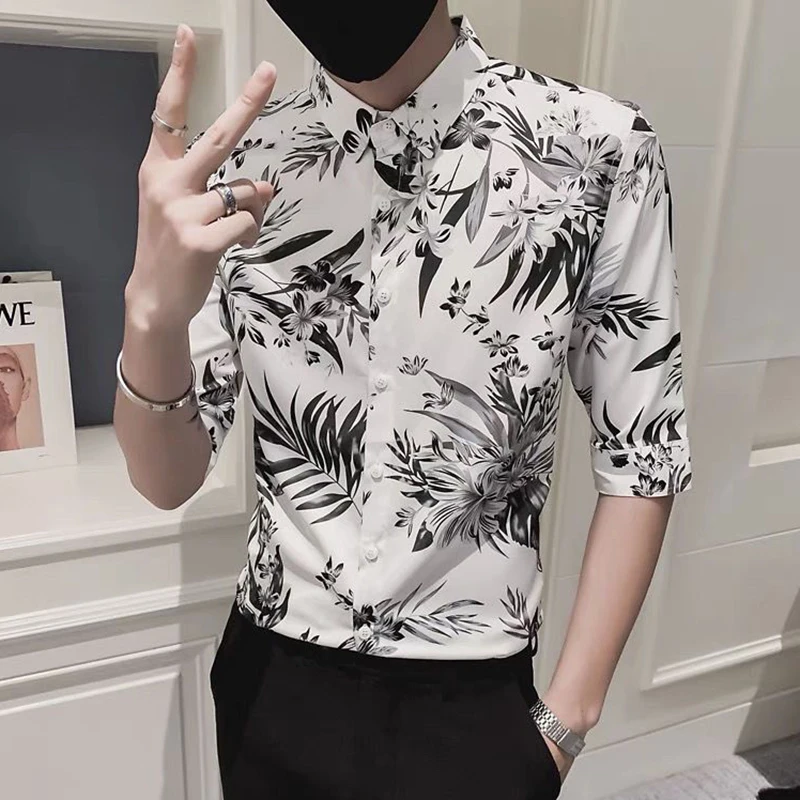 Description Picture 6 of itemFashion Lapel Loose Printed England Shirts Men's Clothing 2024 Spring New Oversized Casual Tops Half Sleeve All-match Shirt