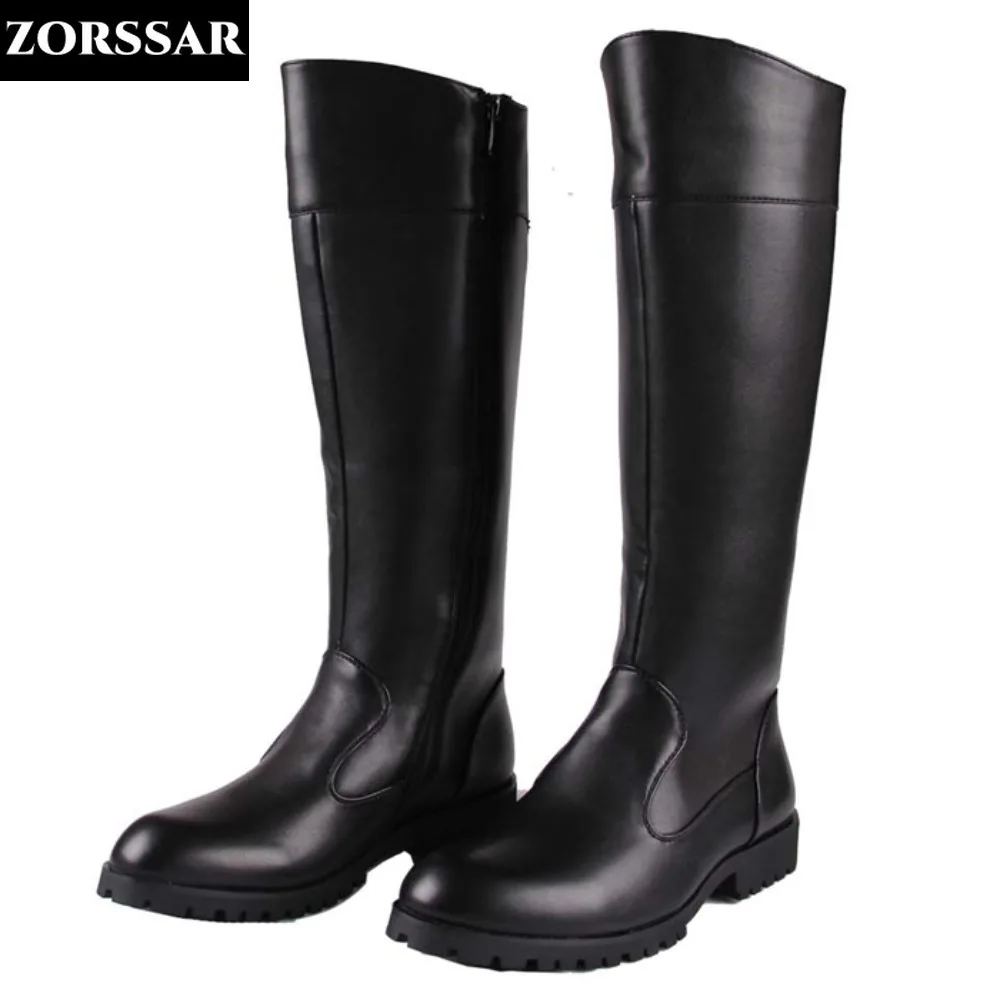 

Men Long Boots Microfiber Equestrian Boots Winter Warm Male Knee-high Military Army Honour Guard Tactical Boots Knight Boots
