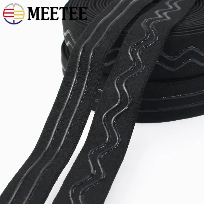 Meetee 2/4Meters 5cm Black White Nylon Polyester Non-slip Silicone Elastic  Band DIY Cloth Sewing Pants Belt Stretch Bands EB038