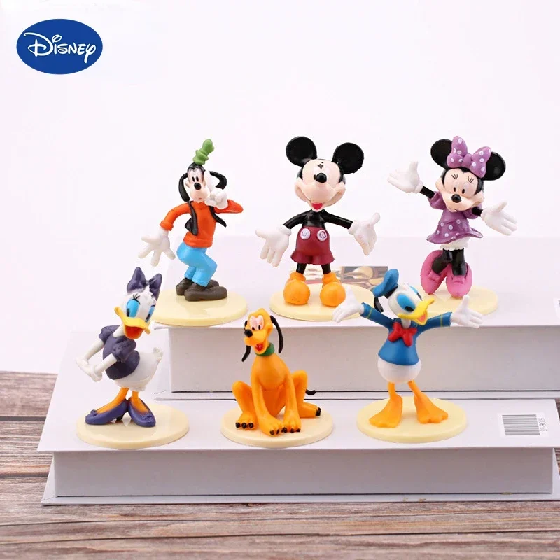 디즈니 피규어 장난감 미키 마우스 미니 도널드 덕 데이지 플루토 구피 액션 피규어 모델 인형 선물 자동차 케이크 장식, 세트당 6 개