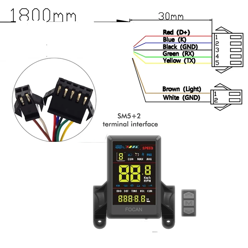 24V 36V 48V 60V 350WBrushless Electric Bike Motor Controller Kit M8 Colour LCD Display Gauge Kit Electric Bicycle Accessories