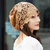 Beanies Hat Female Ethnic Style Flower Hat Hollow Single Layer Sleeve Cap Rhinestone Retro Women Dual-purpose Turban Hat Muslim 1