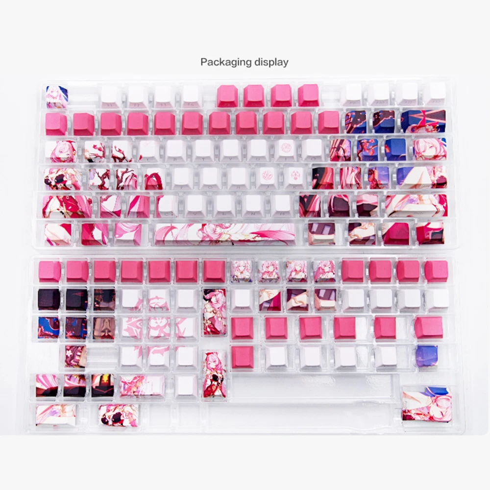 Anime Gaming Elysia Keycaps Grupo Pbt Dye Subbed Cereja Perfil Keycap para Honkai Impact Keychron Game Player 135 Chaves - Imagem 4