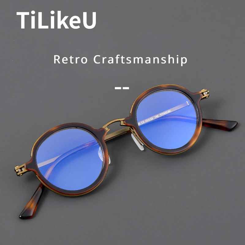 

Retro Pure Titanium Luxury Glasses Frame Fashion Round Eyeglass Men Anti-Blue Light Glasses Women‘S Optical Eyeglass Frame