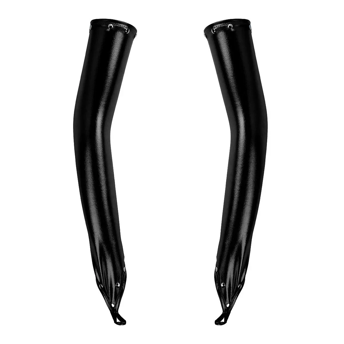 Women's Latex Fingerless Gloves with Rivets for Night Club Dancewear