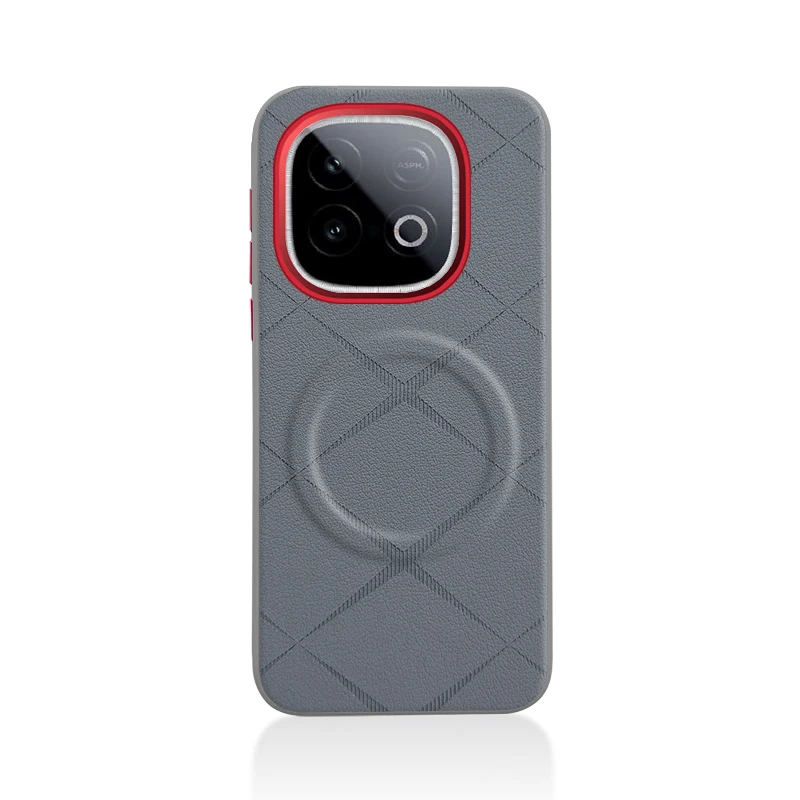 ELVEV Magnetic Embossing Pattern PU Leather Case with Wireless Charging Back Cover