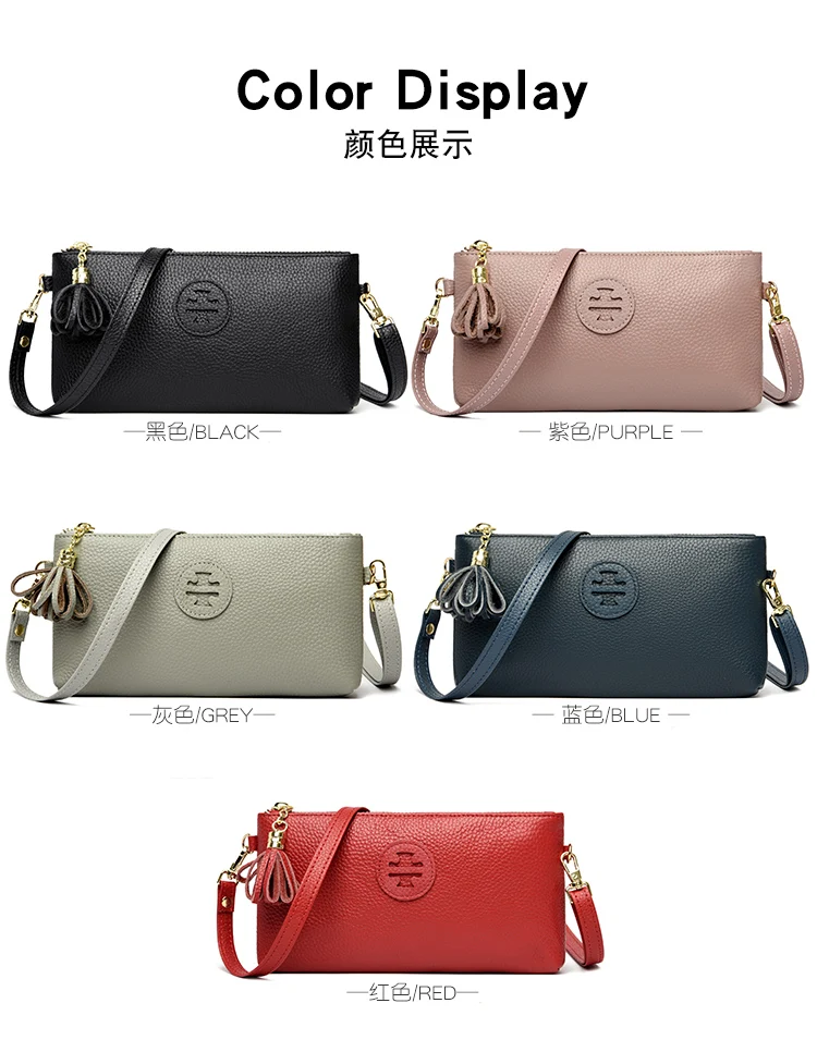 Damentasche aus echtem Leder, modische Umhängetasche mit Quasten, vielseitige kleine quadratische Handtasche – Detail 15