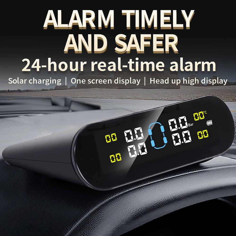 Tire Pressure Monitoring System External Internal Car Tire Pressure Monitor Solar Power USB Charge Auto Security Alarm Device