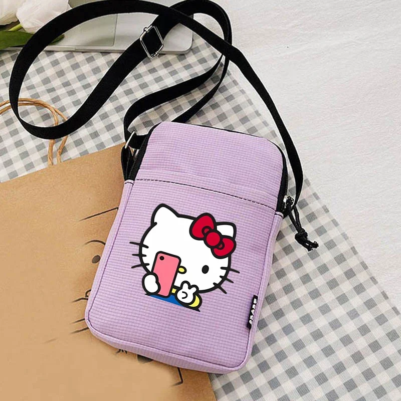 HelloKittys Anime Melodies Women Crossbody Shoulder Bag Canvas Handbag Fashion Phone Bags Ladies Chest Bag Money Storage
