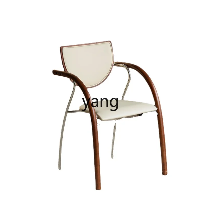 

L'm'm Stainless Steel Designer Home Backrest Chair Light Luxury Dining Table and Chair Retro Soft Chair