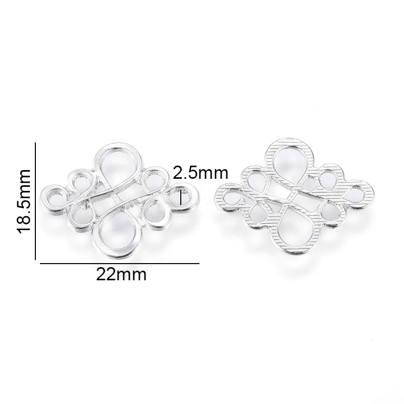 NBEADS 50PCS 패션 티벳 스타일 링크 커넥터 중국어 매듭 레드 구리 22x18.5x1mm 쥬얼리 목걸이 DIY 만들기