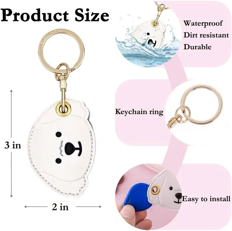 가죽 키체인 케이스 홀더 에어태그용, 보호용 에어태그 커버 키체인 링 포함, 키용 긁힘 방지 에어태그 케이스