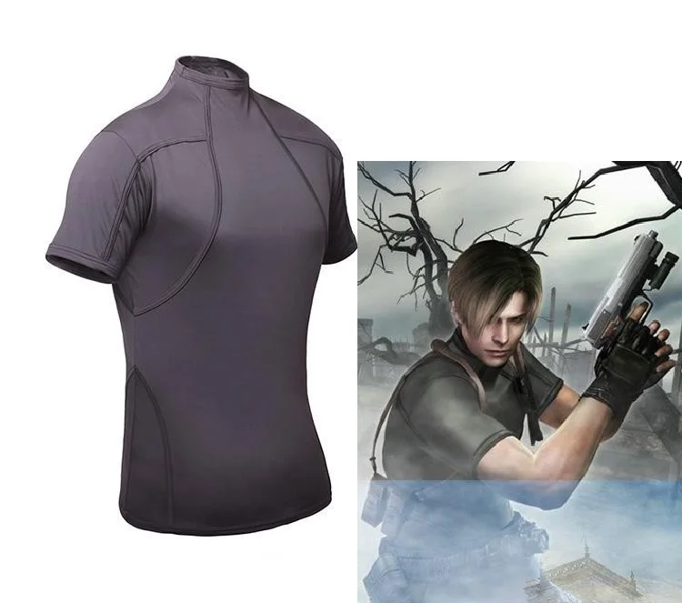 

Resident T-shirt Dangerous Movie Evil Cosplay Costume Game Leon Tight Outdoor Tactical Tops Halloween Costumes