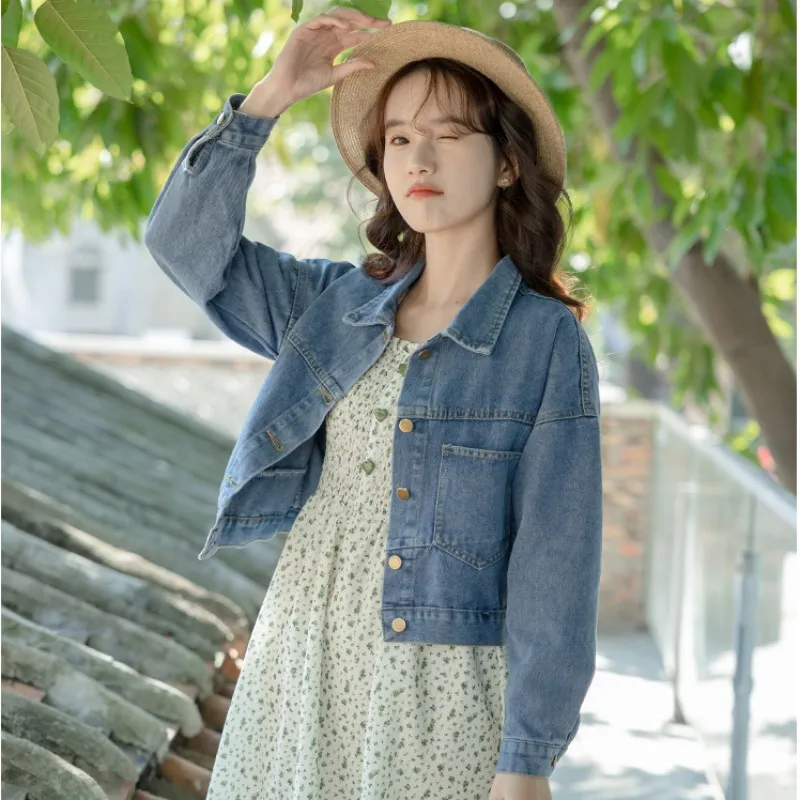 

2023 Spring New Coat For Women Appear Thin Versatile Single Breasted Fashion Lapel Denim Jacket Free Shipping