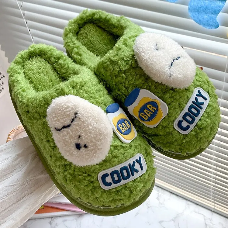 Winter New Ladies Cotton Slippers Simple and Comfortable Animal Cotton Slippers Women Flat Slippers Women Furry Slippers Women