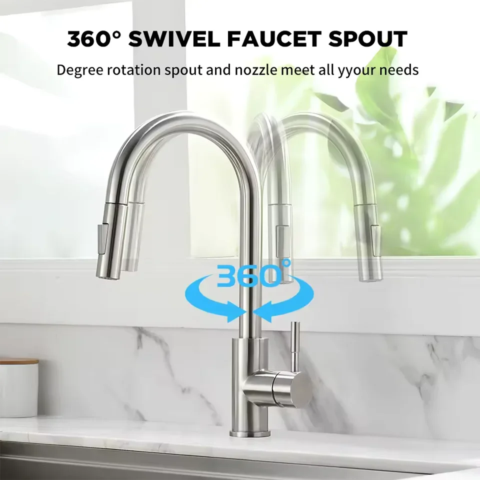 Kitchen Faucets G1/2 Surface Black Sink Pull-out Single Hole Tap