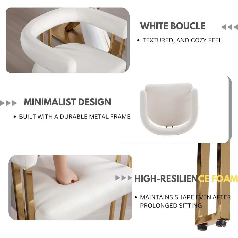 Dining Room Chairs Set of 4 with Arms Glam Barrel Chairs with Gold Chrome Legs Velvet Modern Side Chairs 3