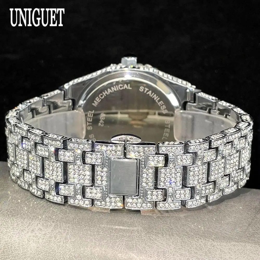uniguet fashion iced out watch mens luxury waterproof quartz watch for man hip hop high quality big diamond wristwatch hot sale UNIGUET Fashion Iced Out Watch Mens Luxury Waterproof Quartz Watch For Man Hip Hop High Quality Big Diamond Wristwatch Hot Sale 3