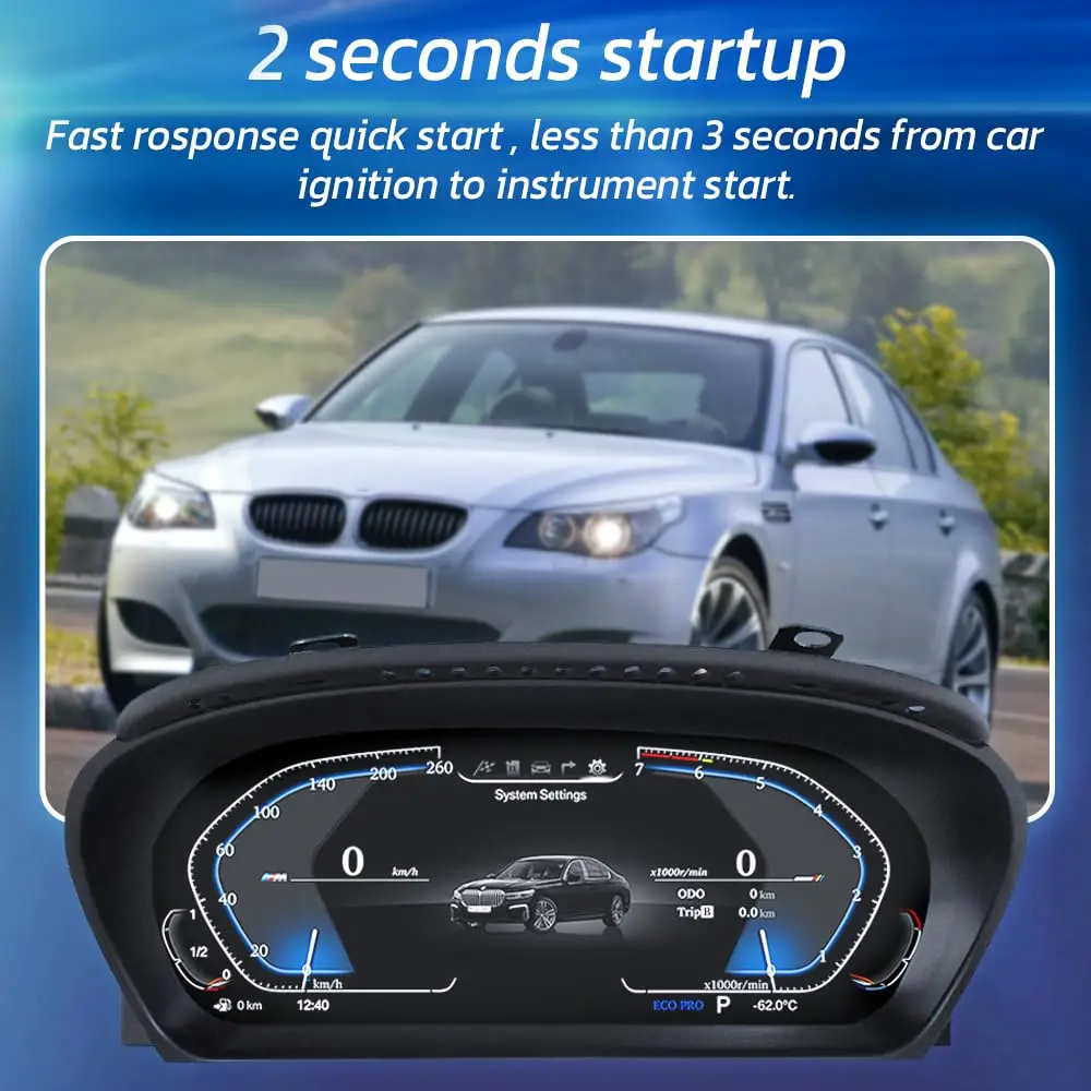 12.3'' BMW E60 E61 2004-2009용 디지털 계기판 CCC CIC 시스템 대시보드 게이지 속도계, 플러그 앤 플레이