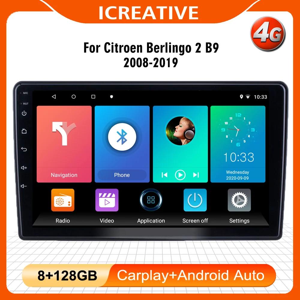 Köp Icreative 2 Din Carplay Android Car Radio För Citroen Berlingo 2 B9  2008-2019 WIFI GPS Navigation Bil Multimedia Player Huvudenhet