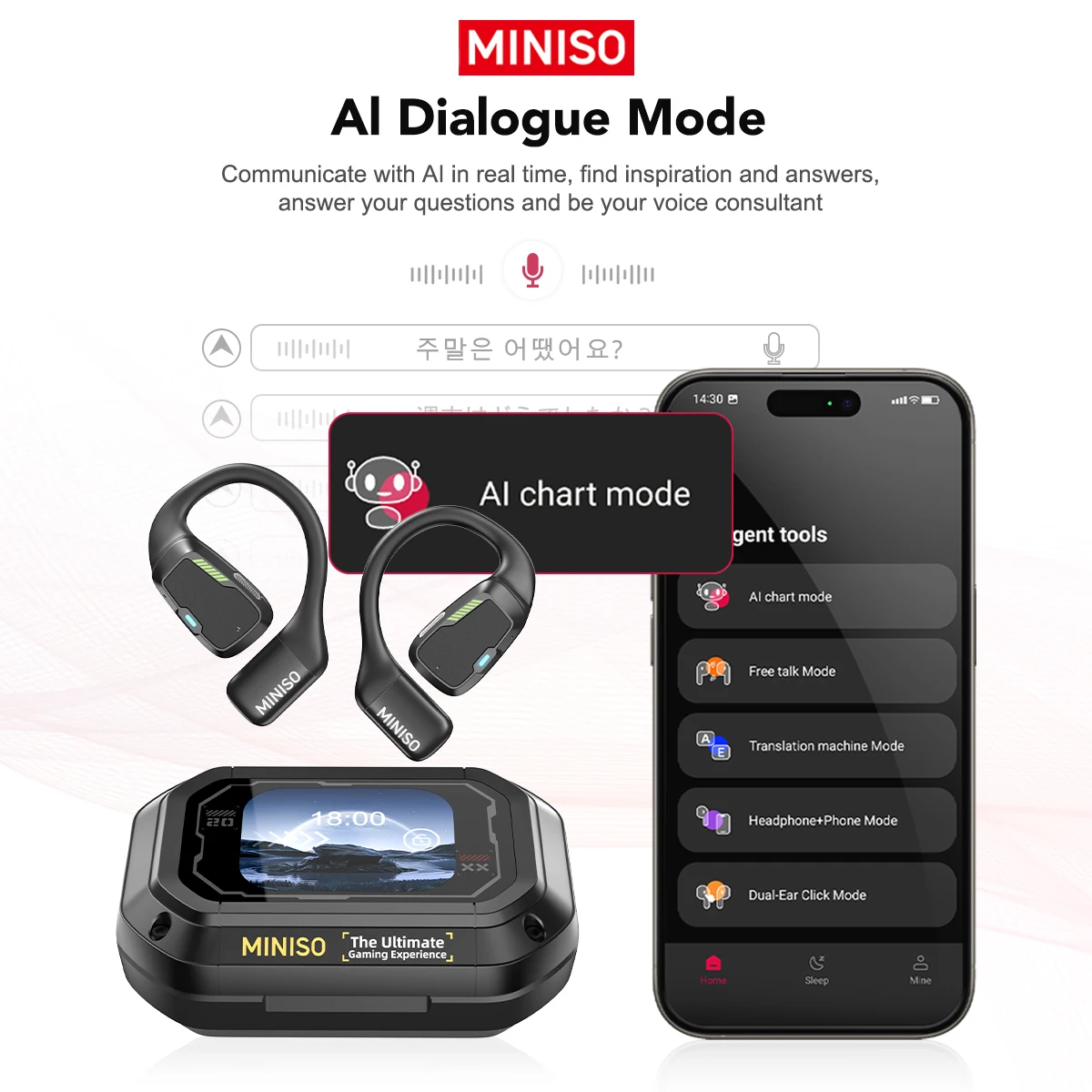Enhanced AI Wireless Translator Earphone – Office Chat & ASMR Headset with DIY App Integration