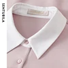 SENTUBILA Patchwork Spliced Sweatshirt for Women 2024 Winter Cotton Casual 2 in 1 Pullover Embroidery POLO Neck Tops 143A56445 6