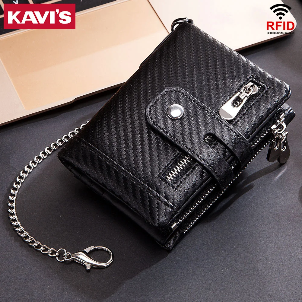 Carbon Fiber Men Wallets RFID Blocking Credit Card Holder Purse High Quality Bifold Male Money Bags carteras Short - 2