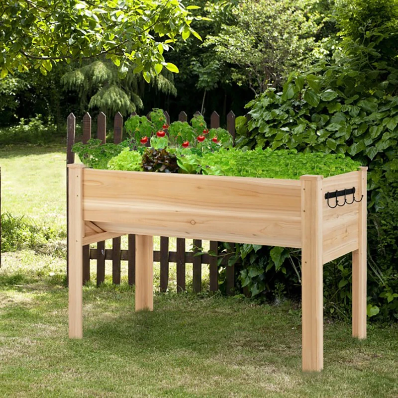 

48 X 24 X 32 Inch Elevated Wood Planter Box with Legs Large Rectangular Wooden Planter Garden Outdoor Flower Plant Herbs Pot Box