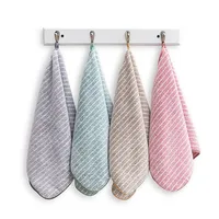 1Pc 34x75cm Coral Velvet Striped Thickened Soft Absorbent Home Bathroom Adult Hand Towel 1