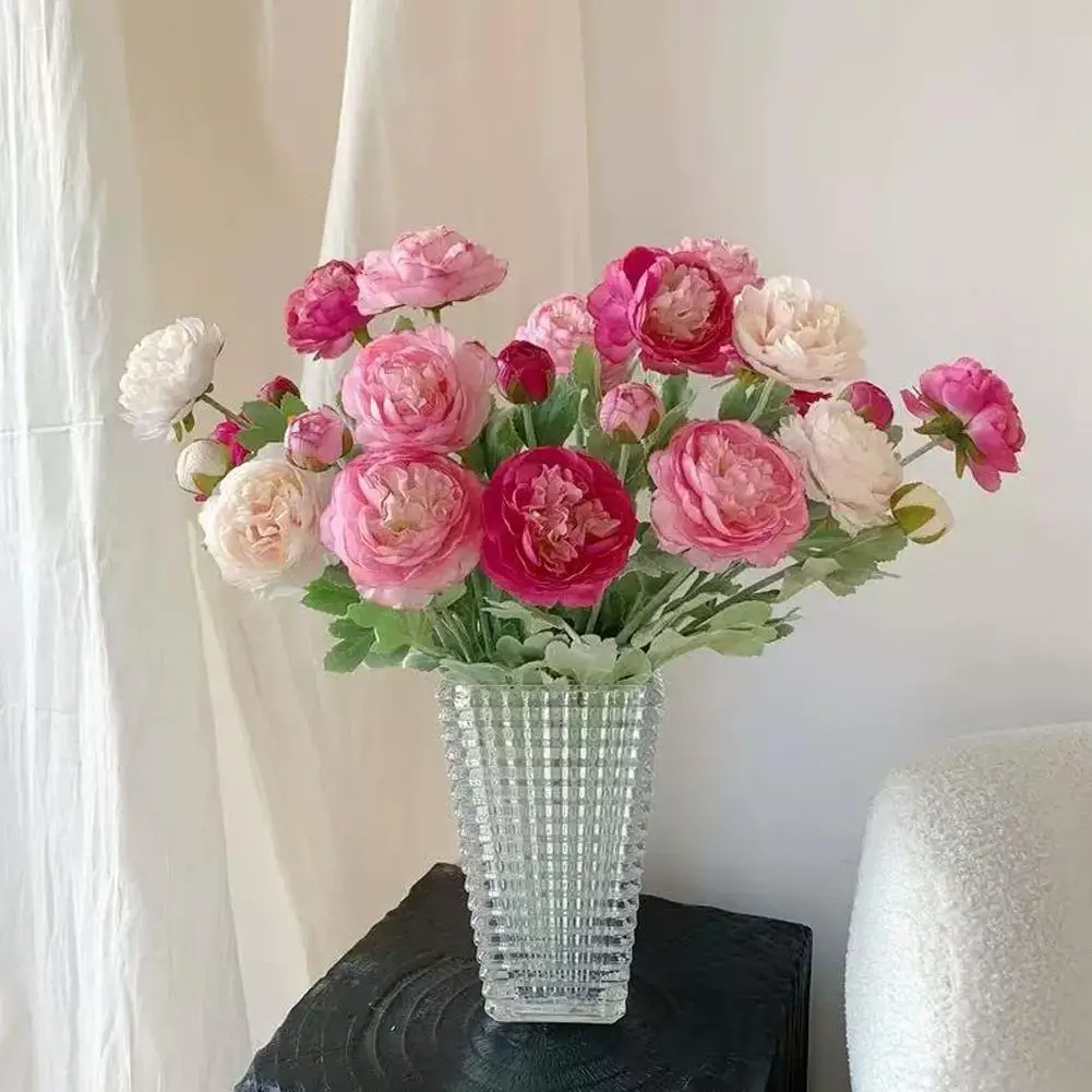 Lebensechte Künstliche Ranunkel-Blumen Eleganter Pfingstrosenstrauß für Hochzeitssträuße Heimdekoration Künstliche Pfingstrosen-Pflanzen – Detail 7
