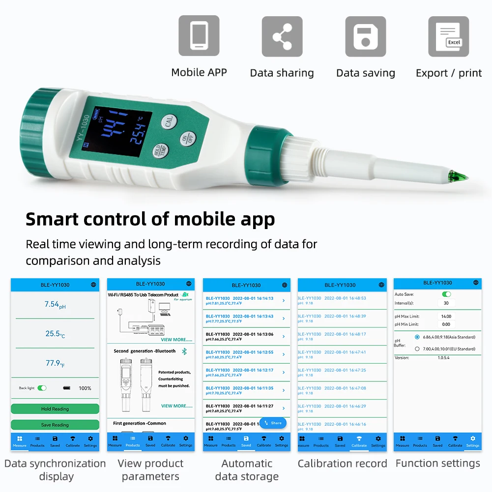 Digitální Bluetooth jídlo kyselost měřič 0.00~14.00 vysoký přesnost senzor chytrá temp acidity tester pro alkoholové kvašení ovoce sýr maso konzervárenský