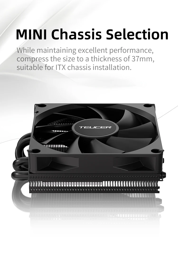 TE-37 CPU Cooler ITX PC 37mm Radiator TDP 120W with UT9015 Ultra-thin PWM Coolin