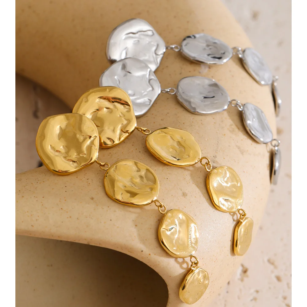 Yhpup Stainless Steel Round Chain Drop Ear Wear