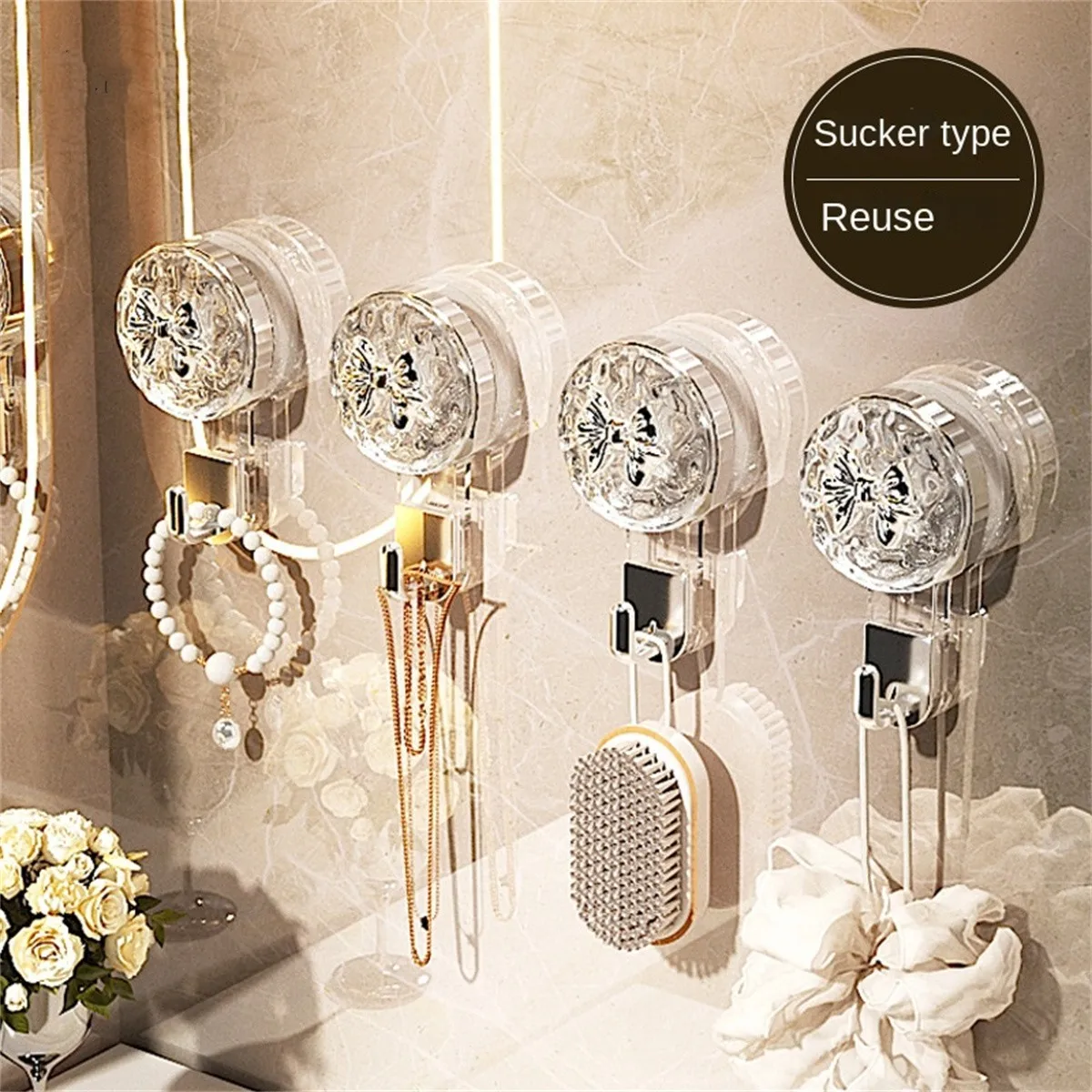 

Strong Suction Cup Hook For Bathroom Door Multifunctional Self Adhesive Hook Without Punching Wall Hanging Bathroom Towel Hook